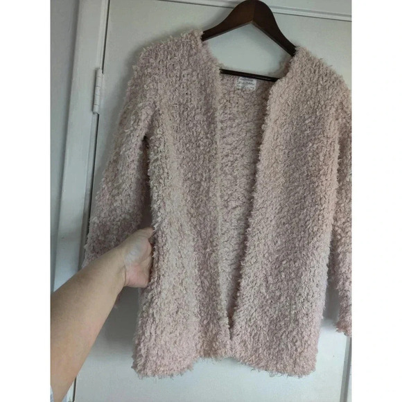 Zara Girls Sherpa Light Pink Open Jacket Cardigan with Pockets Sz 13-14 - Picture 6 of 9